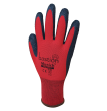 Munich | Red Nylon Gloves Black Crinkled Latex Coating